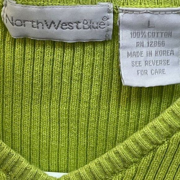 Northwestblue Womens Casual Green Cable Knit Top Short Sleeve Size L - Picture 3 of 4